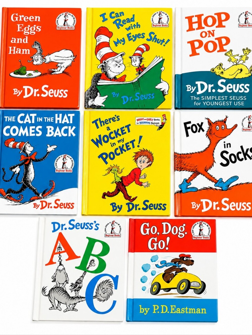 Seuss Childrens Books Lot of 8 Vintage Hardcover Go Dog Go Fox In Socks ABC